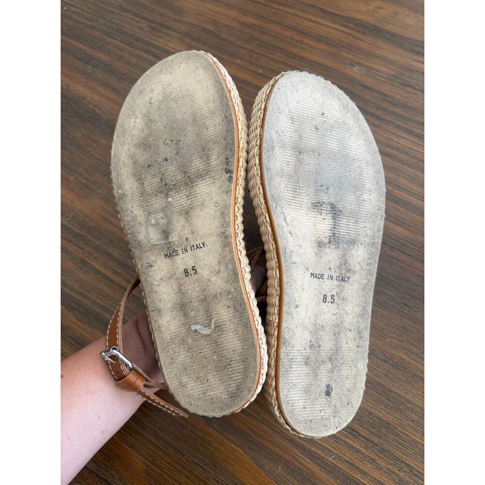 Dolce Vita Roxie Leather and Raffia Platform Brown Espadrille Sandals Summer 8.5 - Picture 10 of 10